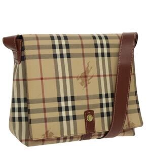 Burberry Nova Check Shoulder Bag Pvc Leather Beige
